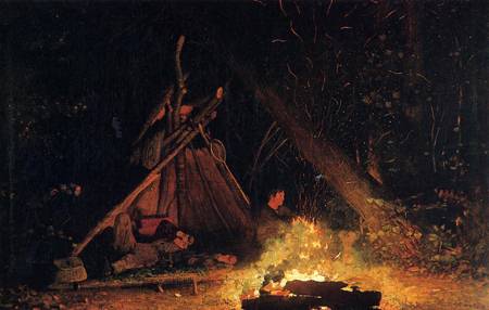 (image for) Handmade oil painting Copy paintings of famous artists Winslow Homers Paintings Camp Fire 1877-1878